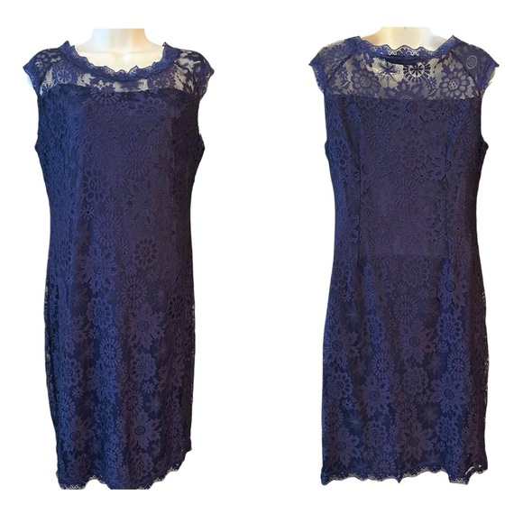 Elegant Lace Dress in Navy, Size XL, GUC - Picture 1 of 5
